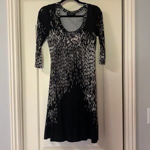 business casual 3/4 sleeve dress black/white